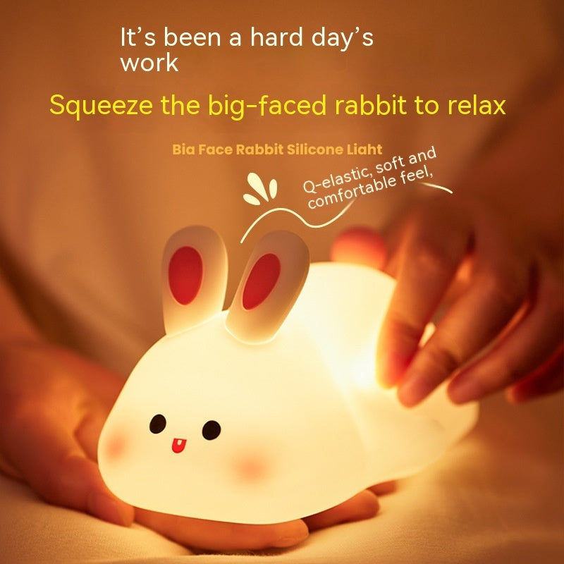 Big Face Rabbit Silicone Night Light Christmas Gift Bedside Lamp Home Decor