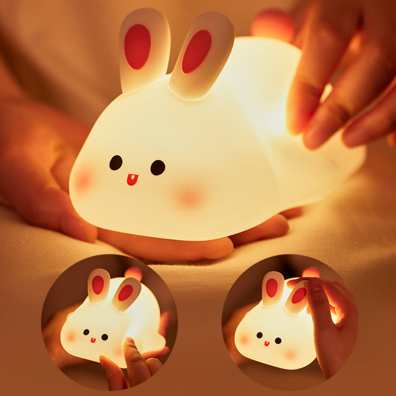 Big Face Rabbit Silicone Night Light Christmas Gift Bedside Lamp Home Decor