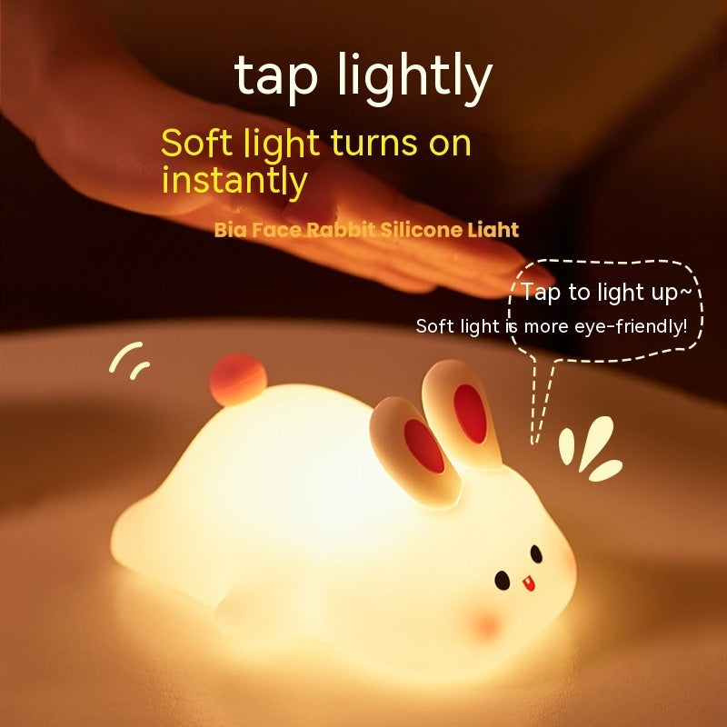 Big Face Rabbit Silicone Night Light Christmas Gift Bedside Lamp Home Decor