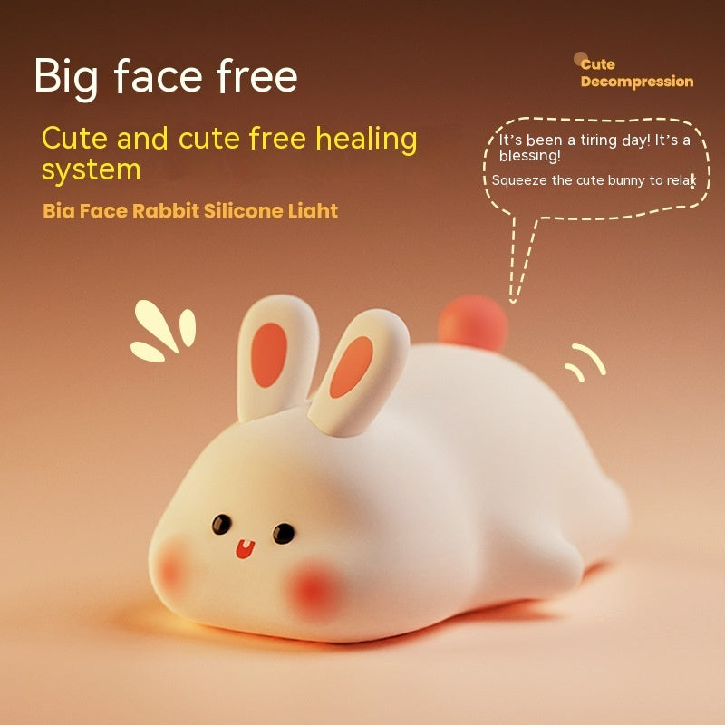 Big Face Rabbit Silicone Night Light Christmas Gift Bedside Lamp Home Decor