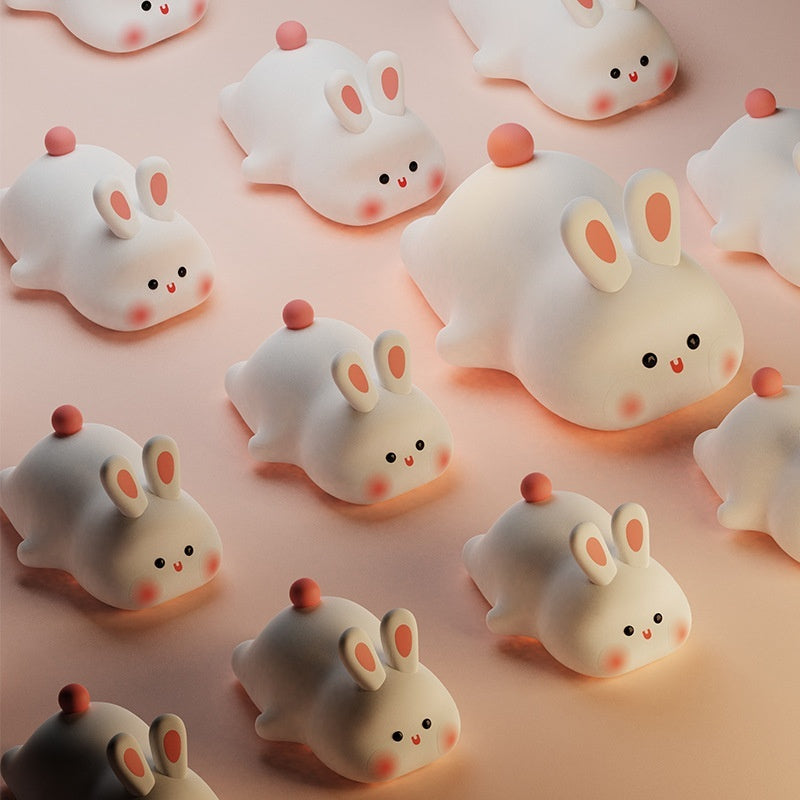 Big Face Rabbit Silicone Night Light Christmas Gift Bedside Lamp Home Decor